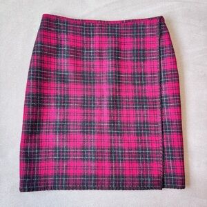 Eddie Bauer Womens Red Plaid Wool Blend Skirt Size 4 Lined Holidays Preppy